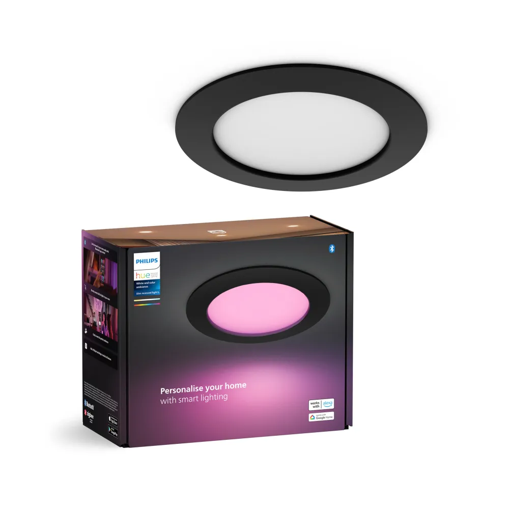 Philips Hue White and Color Ambiance Empotrable slim recessed light negro RGBW 12W IP44 872016926427400