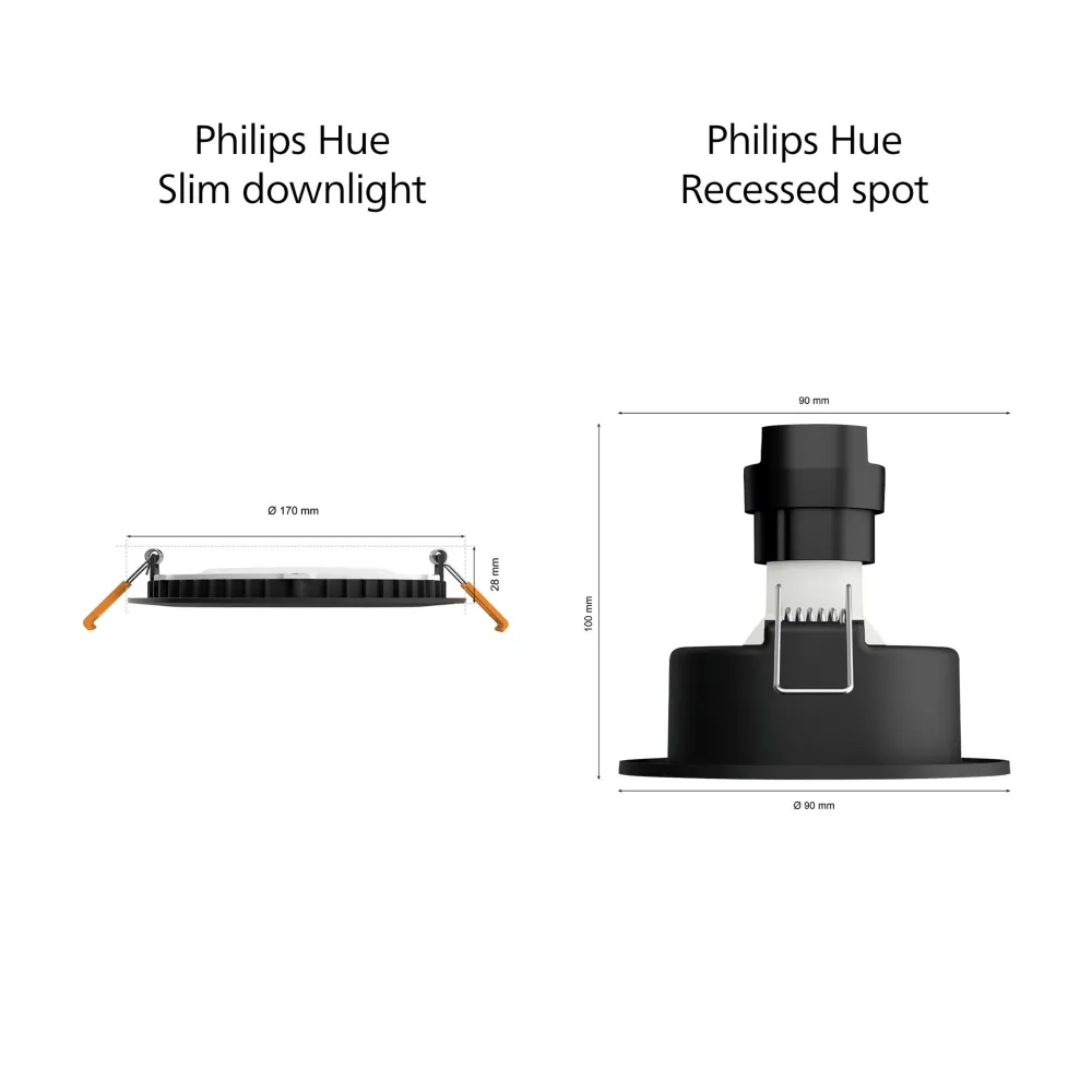 Philips Hue White and Color Ambiance Empotrable slim recessed light negro RGBW 12W IP44 872016926427400