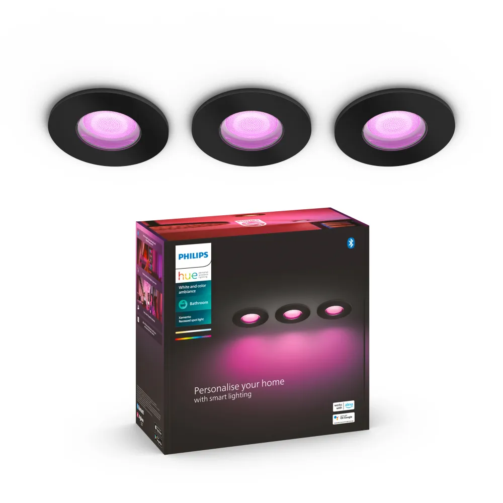 Philips Hue White and Color Ambiance Foco Xamento negro RGBW 4,2W IP44 (3 uds) 8720169320895
