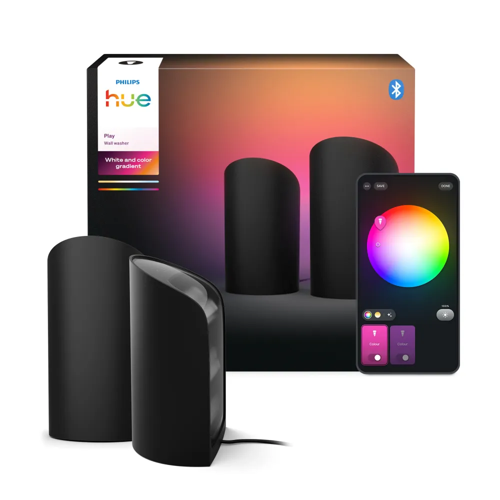 Philips Hue White and Color Ambiance Lámpara de mesa Play Wall washer negro RGBW 20W (2 uds) 8720169385993