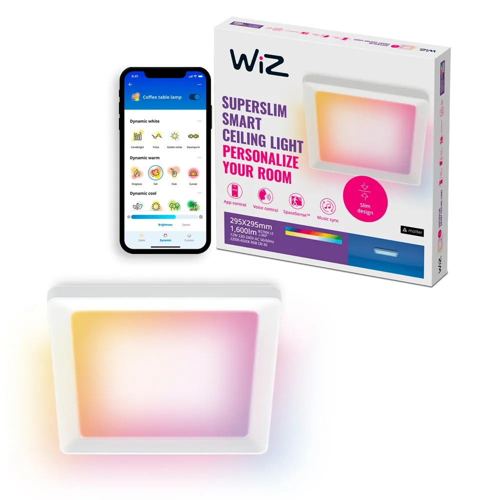 WiZ White and Color Ambiance Plafón RGBW 12W 1600lm 0169077928 Philips