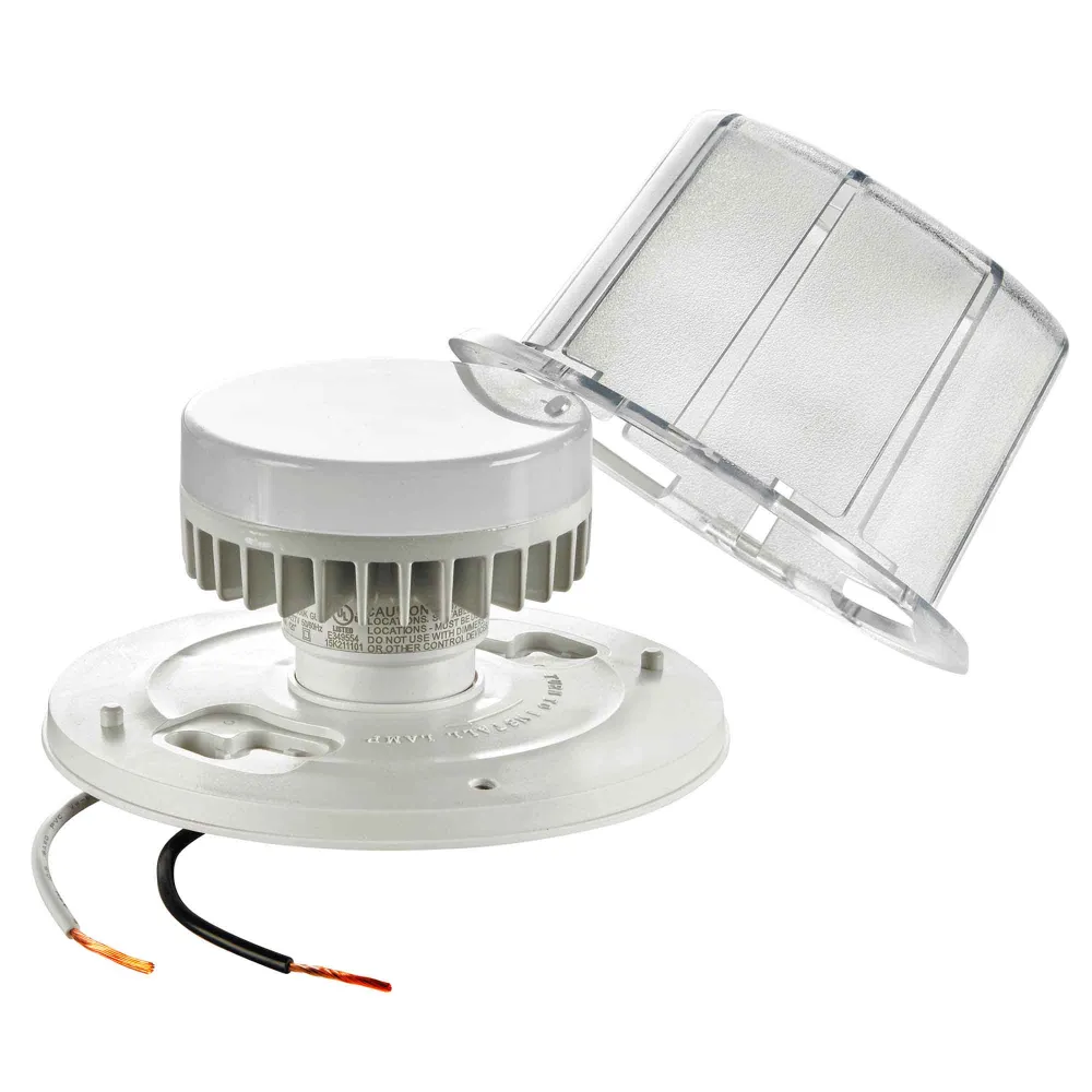 Plafonnier DEL sans clé avec lampe GU24 et grille de protection, blanc
