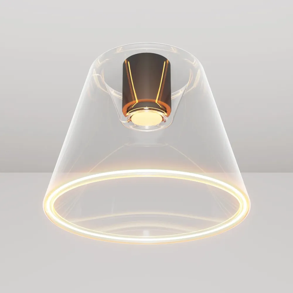 Plafonnier design avec ampoule Ghost en forme de cône transparent - Noir