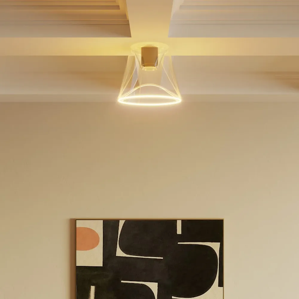 Plafonnier design avec ampoule Ghost en forme de cône transparent - Noir