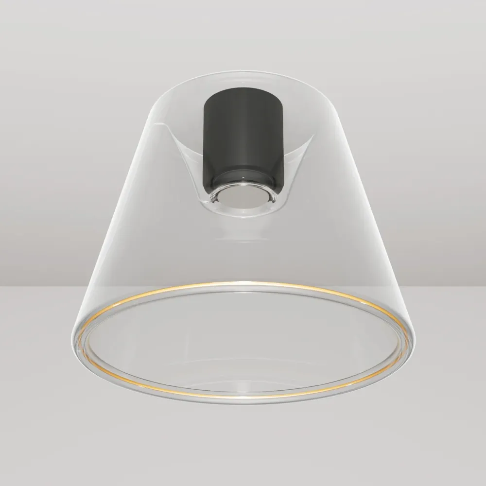 Plafonnier design avec ampoule Ghost en forme de cône transparent - Noir