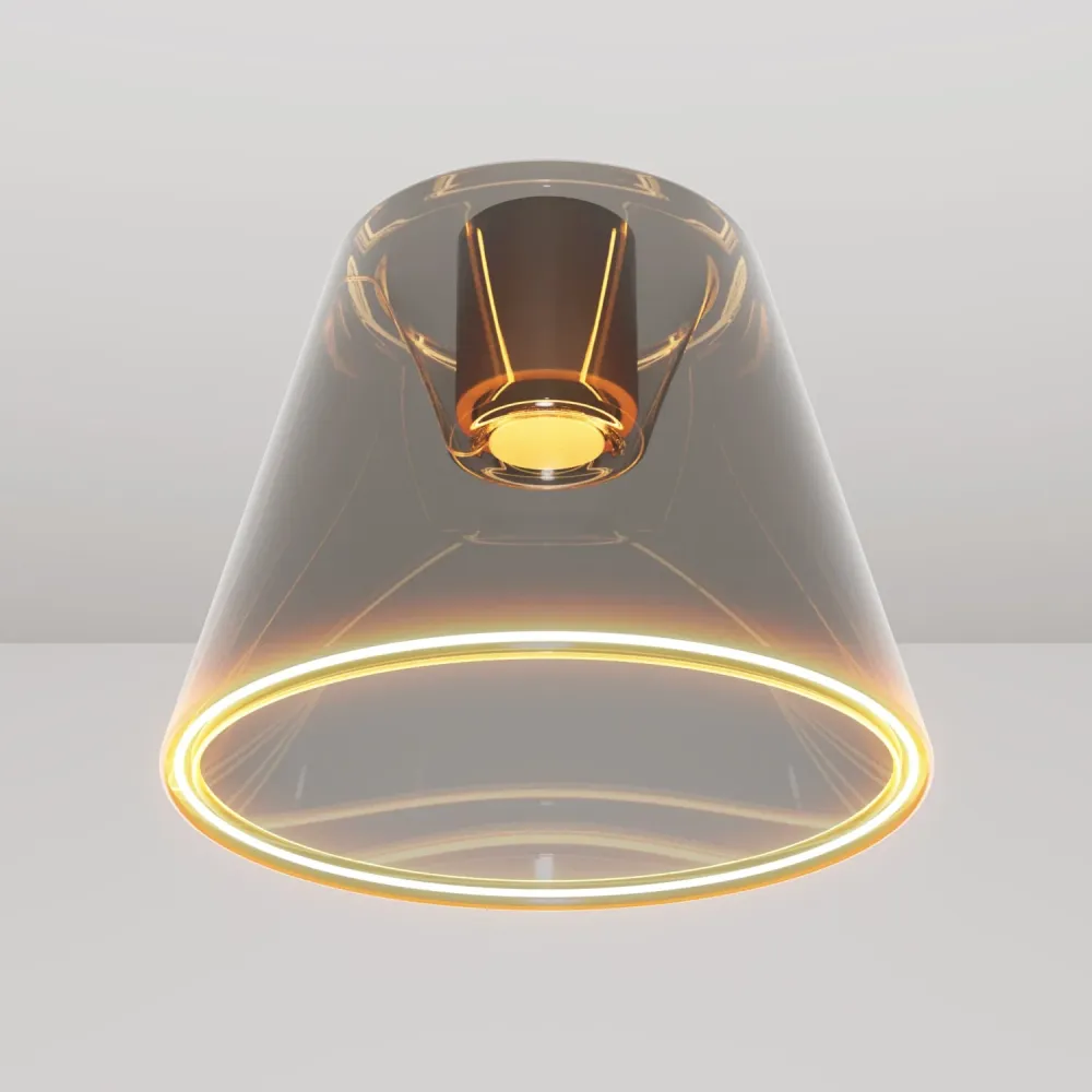 Plafonnier design avec ampoule Ghost en forme de cône smoky - Noir