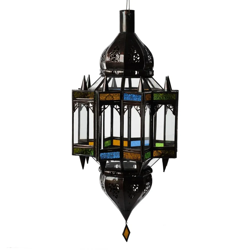 Plafonnier marocain en verre et fer forgé Asad