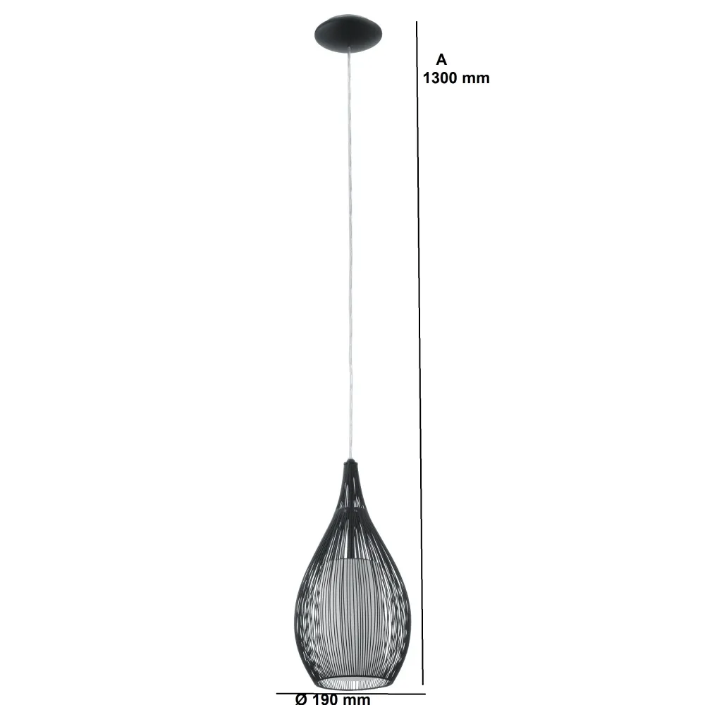 Plafonnier suspendu Razoni eglo noir 92252