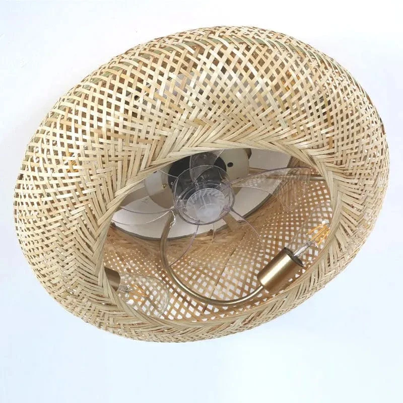 Plafonnier ventilateur rotin