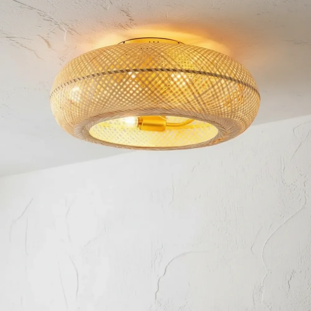 Plafonnier ventilateur rotin