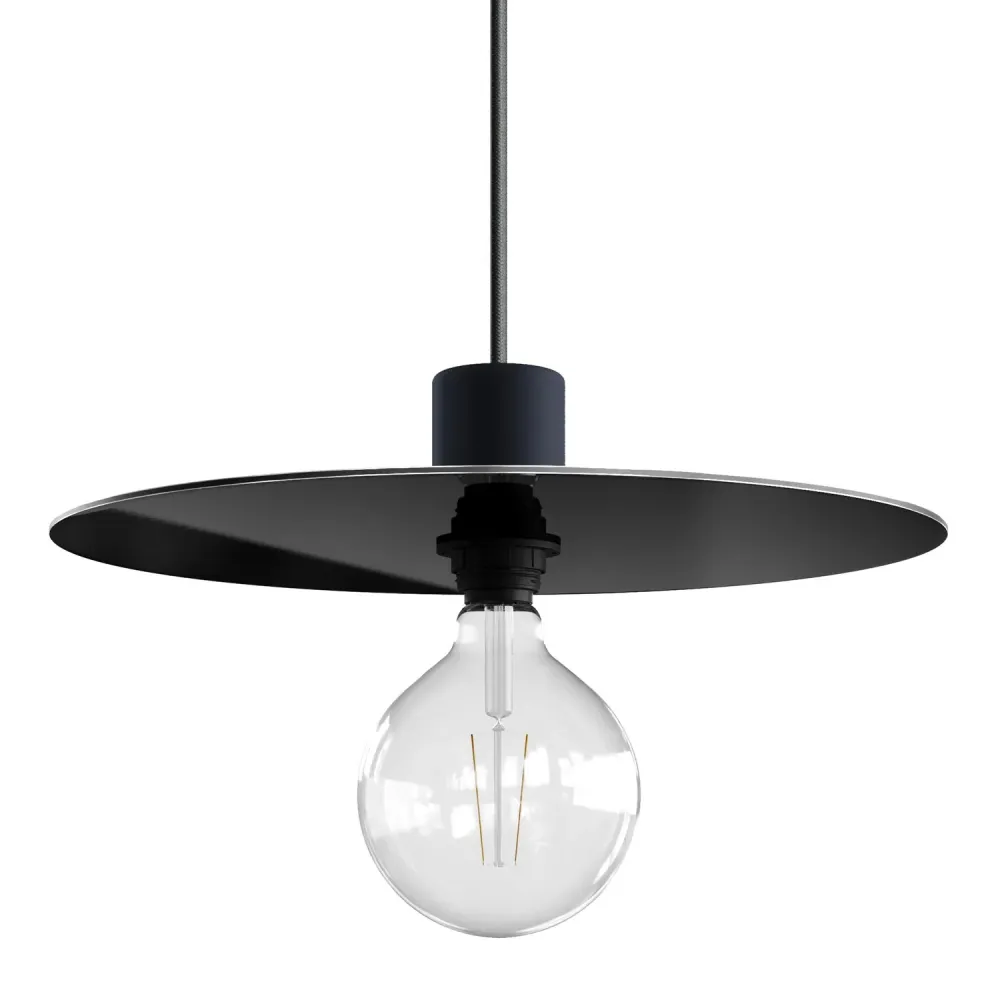 Plat Ellepì oversize en Dibond pour suspensions extérieures, diamètre 40 cm - Fabriqué en Italie - Noir