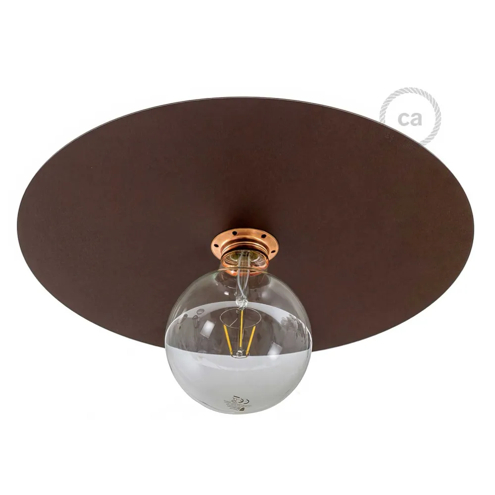 Plat Ellepì oversize en fer peint pour suspensions, diamètre 40 cm - Made Italy - Effet corten