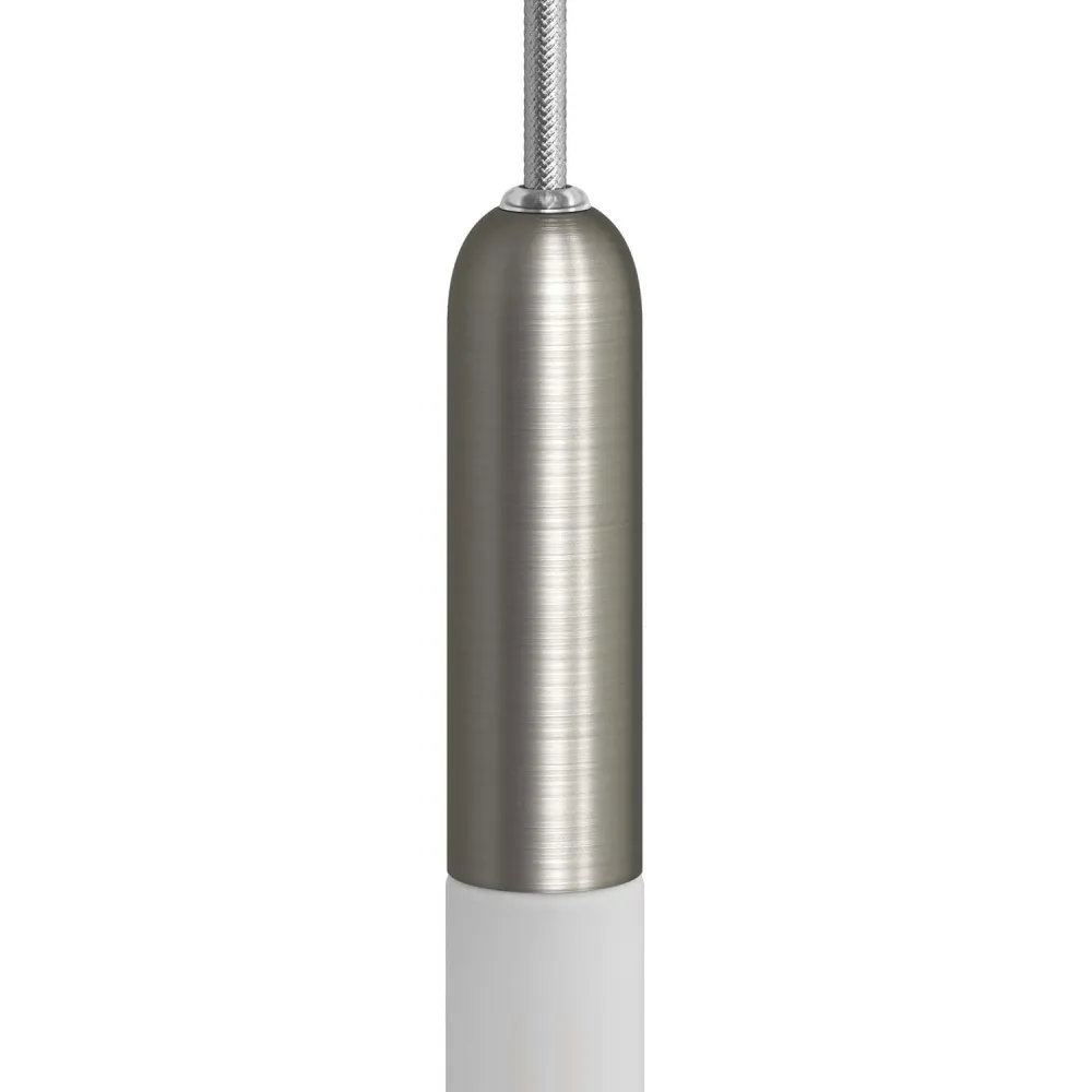 P-Light, kit douille en métal UL E12 avec serre-câble caché - Titane brossé