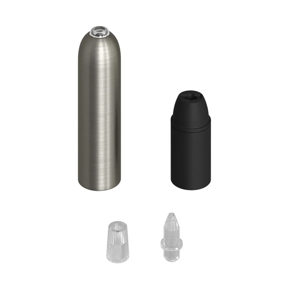 P-Light, kit douille en métal UL E12 avec serre-câble caché - Titane brossé