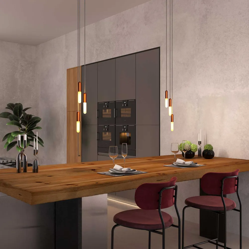 P-Light, kit douille métallique UL E12 avec serre-câble intégré - Cuivre brossé