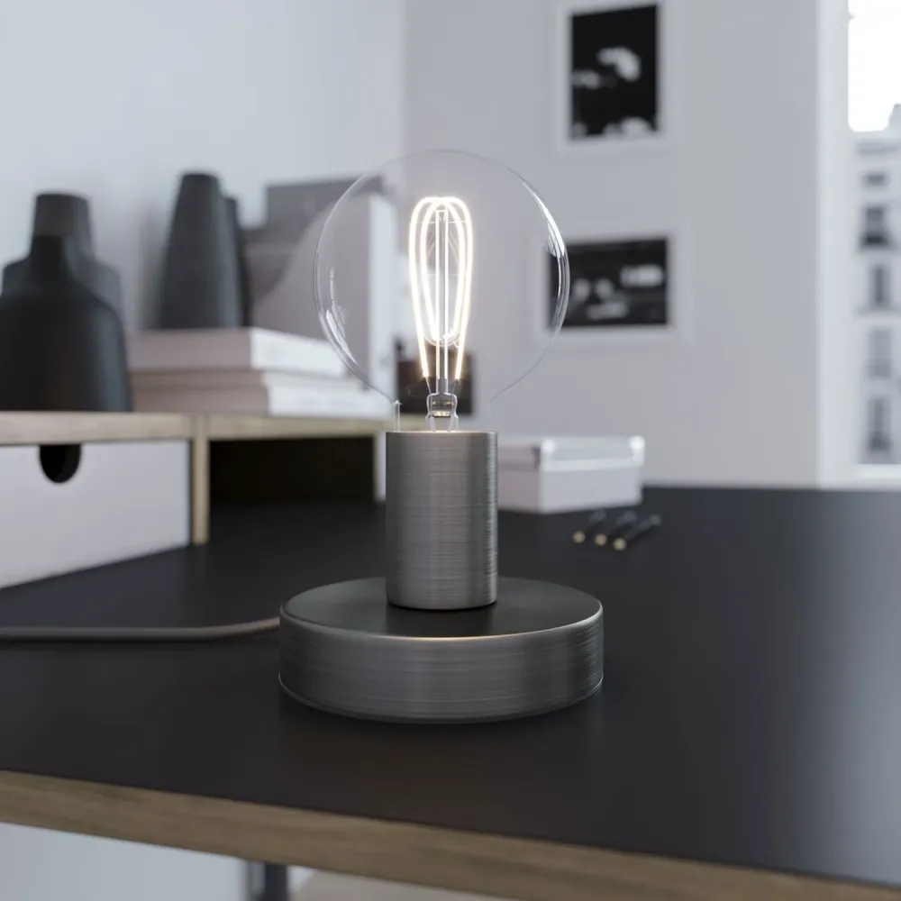 Posaluce - Lampe de table en métal - Titane satiné