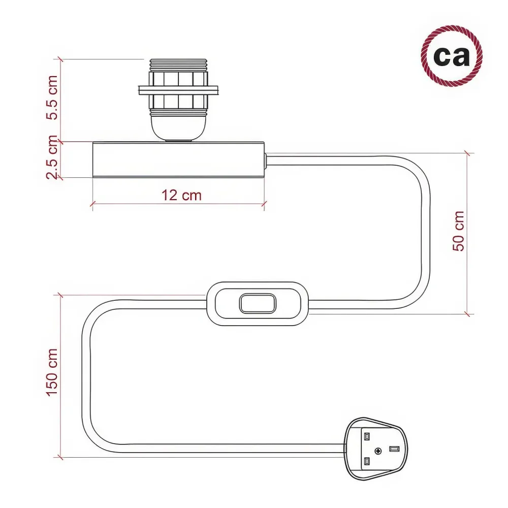 Posaluce pour abat-jour - Lampe de table en métal avec fiche UK - Noir perle