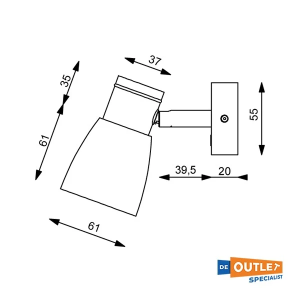 Prébit R1-1 Lampe murale chromée / USB blanc 12V