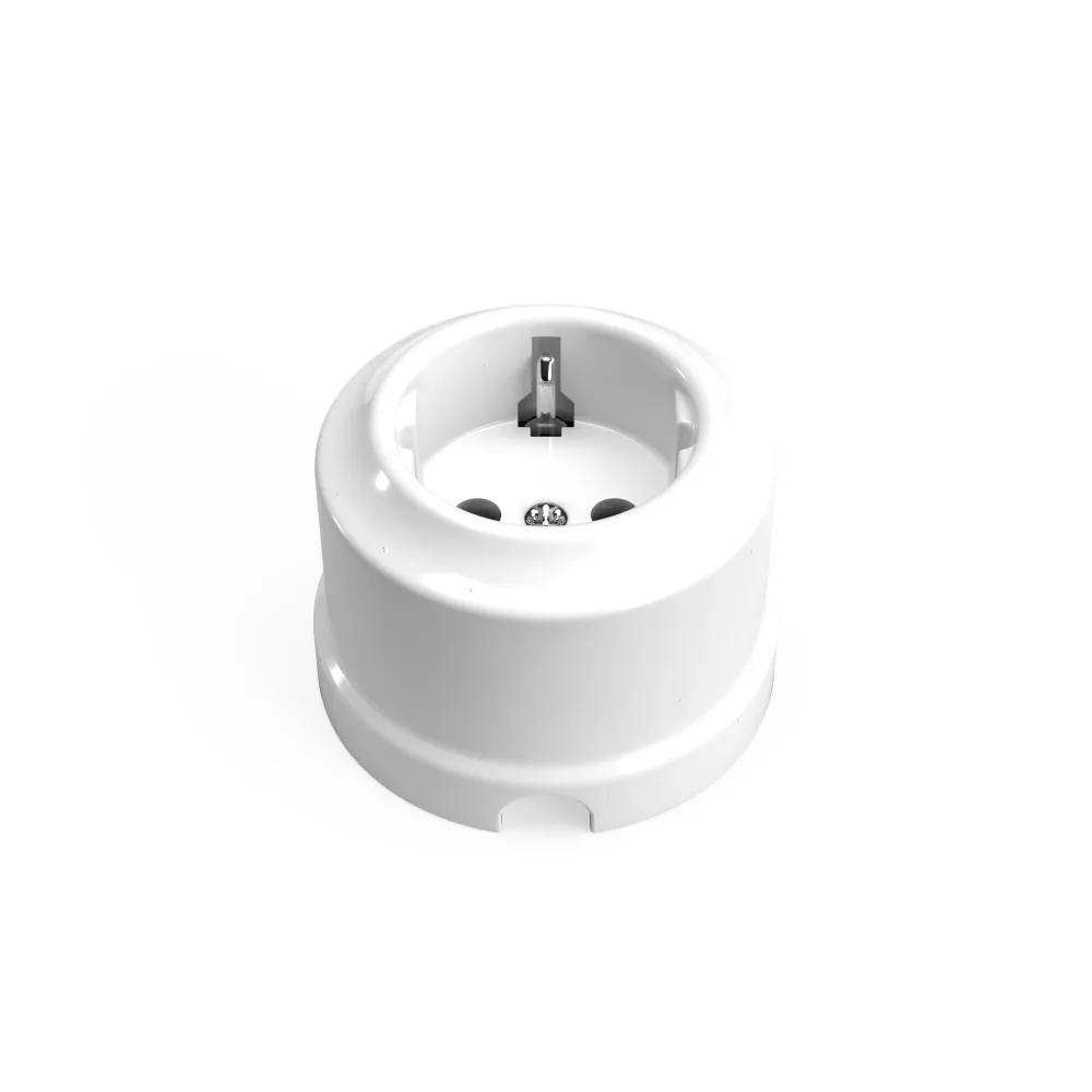 Prise Schuko murale en porcelaine - Blanc