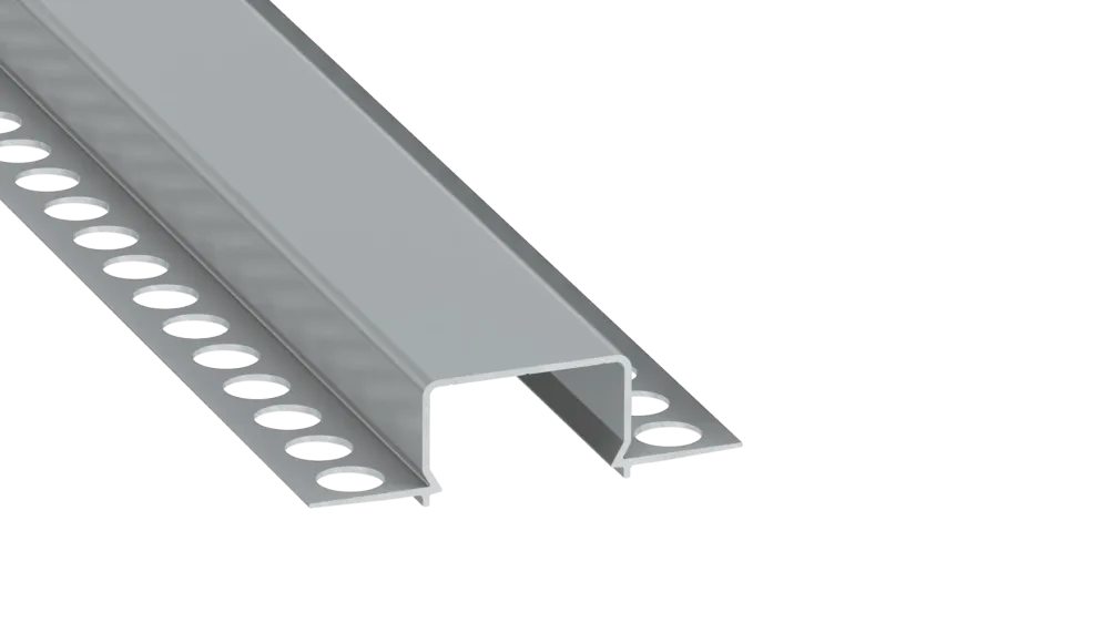 Profilé en aluminium anodisé argent KIMERA « HORST » avec diffuseur opale, capuchons et clips de fixation 2,02 m
