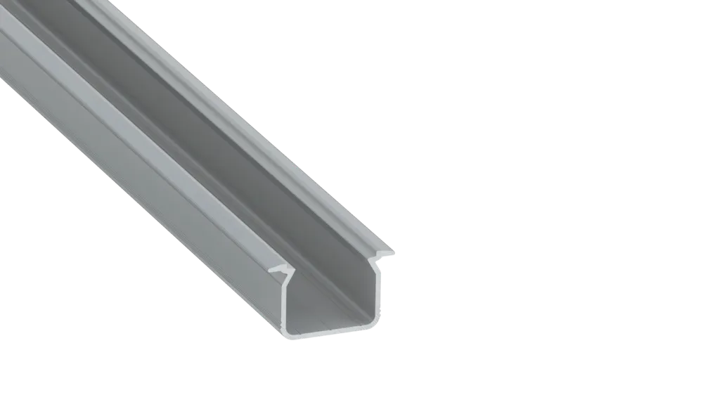 Profilé en aluminium anodisé argent KIMERA « UHRE » avec diffuseur opale, capuchons et clips de fixation 2,02 m