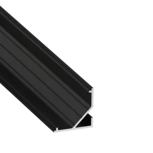 Profilé en aluminium anodisé noir KIMERA « ARRE » avec diffuseur opale, capuchons et clips de fixation 2,02 m