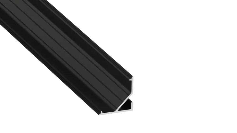 Profilé en aluminium anodisé noir KIMERA « ARRE » avec diffuseur opale, capuchons et clips de fixation 2,02 m