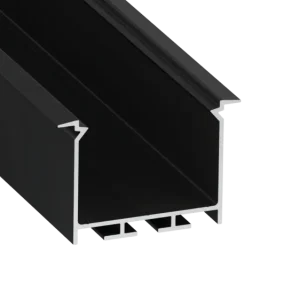 Profilé en aluminium anodisé noir KIMERA « HEDE » avec diffuseur opale, capuchons et clips de fixation 2,02 m