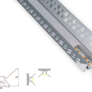 Profil en plâtre construit - | 1 mètre Buitenhoek | Aluminium 26 x 24 | Bande LED de COB