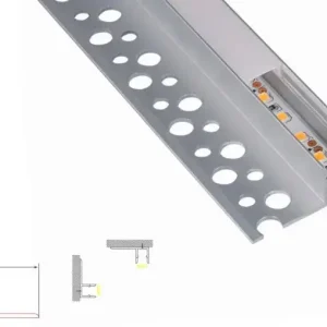 Profil en plâtre construit - | 2 mètres | Aluminium latéral 32,5 x 13 | Bande LED de COB