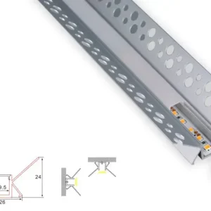 Profil en plâtre construit - | 4 mètres | Buitenhoek | Aluminium 26 x 24 | Bande LED de COB