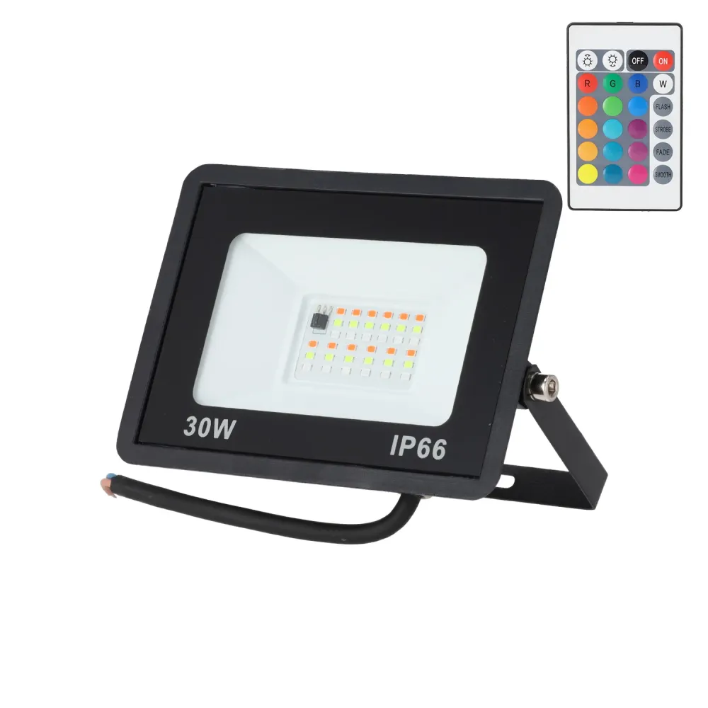 Projecteur LED RGBW avec télécommande 30 W [HO-ICRGBFL-30W]