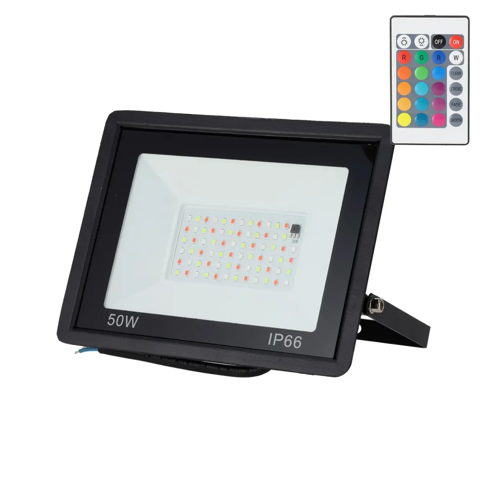 Projecteur LED RGBW avec télécommande 50 W [HO-ICRGBFL-50W]