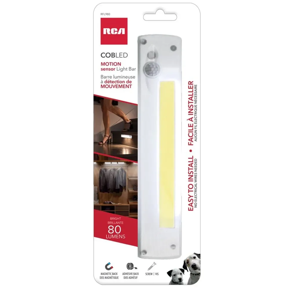 RCA - Éclairage Sans-Fil COBLED avec Détecteur de Mouvement, 80 Lumens, Blanc