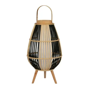 Lampe lanterne bambou rayures Poire Grand Modèle Recto Verso Décoration