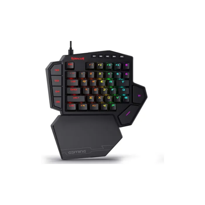 Clavier Rouge-Dragon K585 DITI à une main avec éclairage RVB, interrupteur marron, disposition américaine Redragon