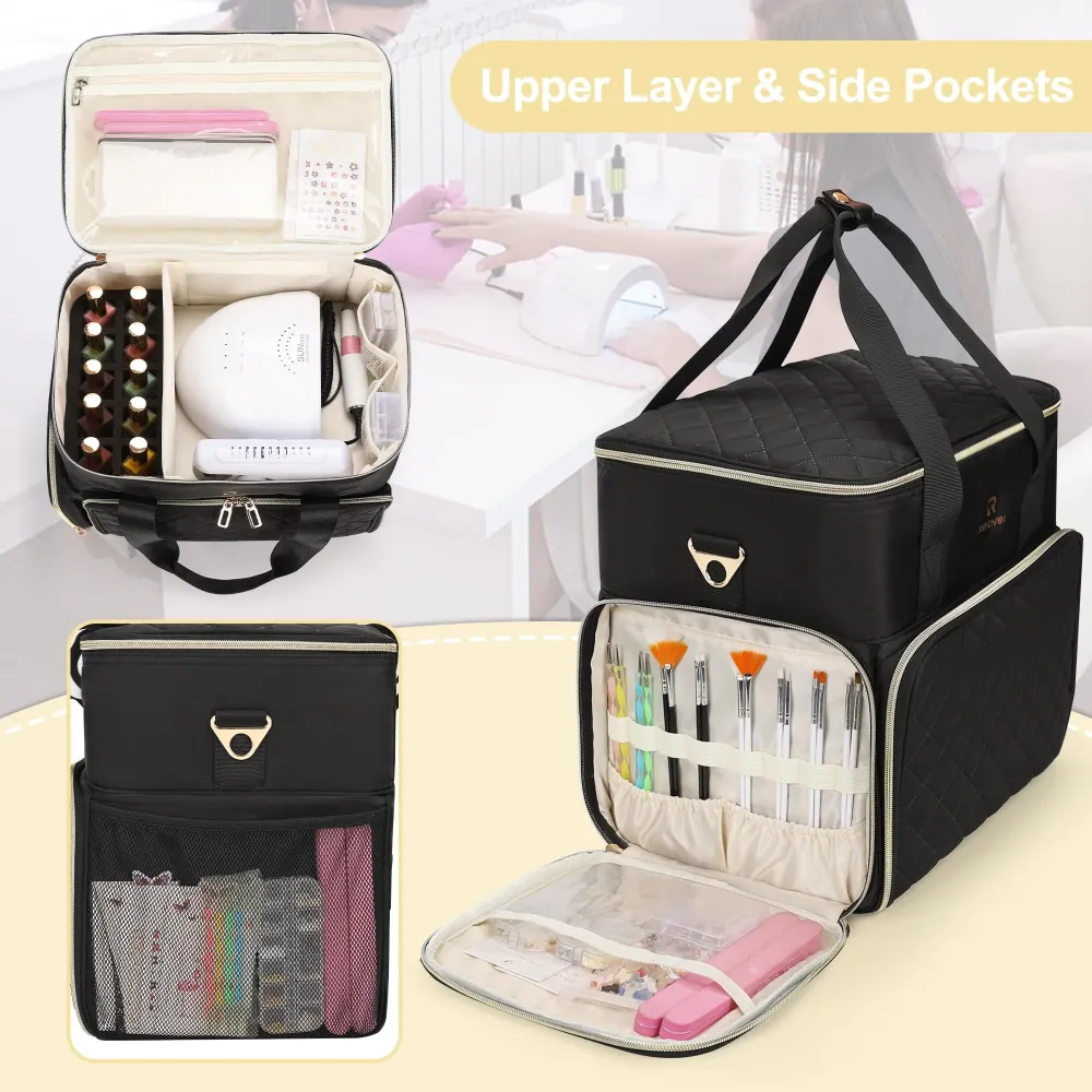 Relavel Organisateur Vernis Double-Couche – 80 Bouteilles (15ml) + Sac Lampe Ongles Noir