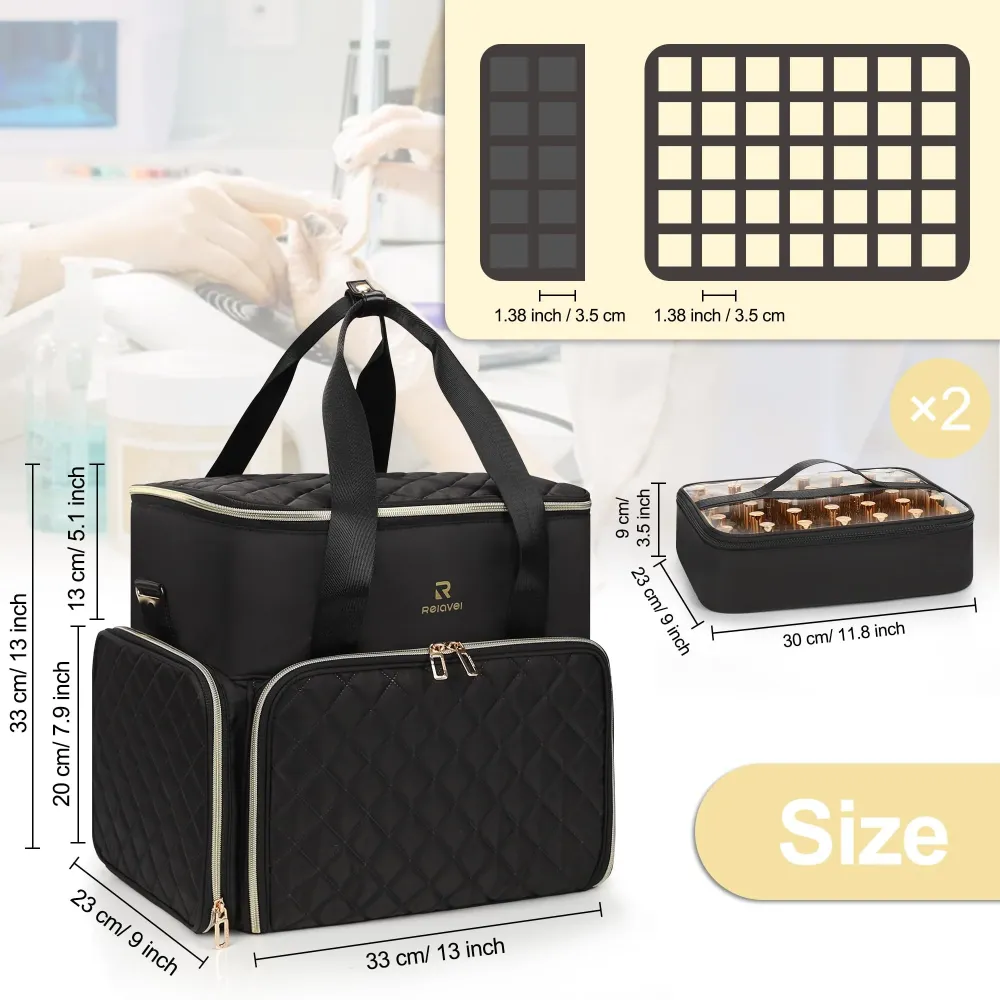 Relavel Organisateur Vernis Double-Couche – 80 Bouteilles (15ml) + Sac Lampe Ongles Noir