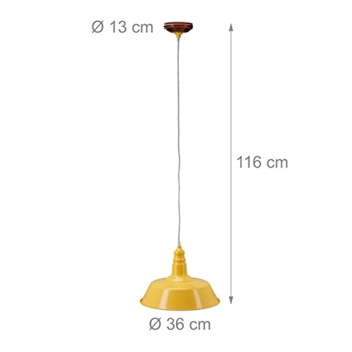 Relaxdays Suspension luminaire abat-jour en métal avec couleur tendance HxlxP: 116 x 36 x 36 cm lampe style industriel hau...