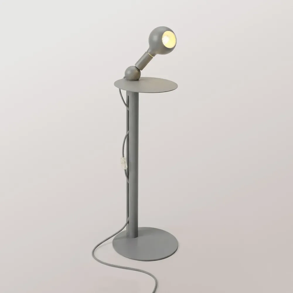 Rocco - Lampadaire avec Fiche UK et Ampoule Camo - Gris