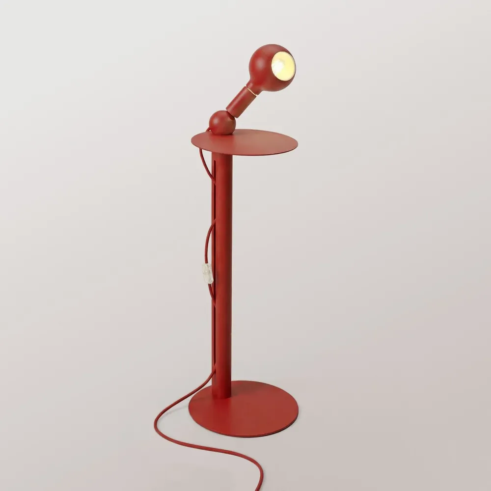 Rocco - Lampadaire avec Fiche UK et Ampoule Camo - Rouge