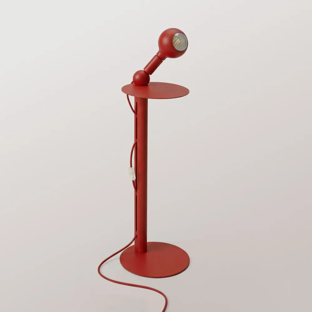 Rocco - Lampadaire avec Fiche UK et Ampoule Camo - Rouge