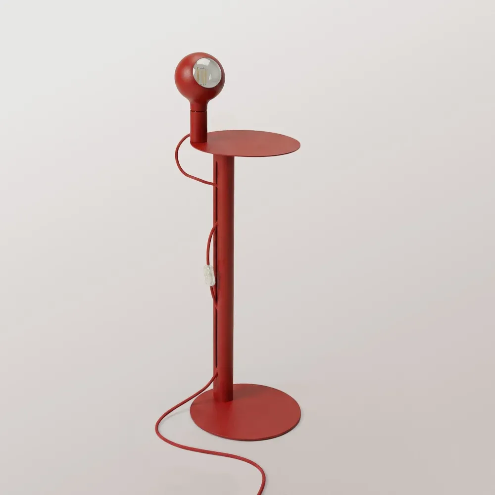 Rocco - Lampadaire avec Fiche UK et Ampoule Camo - Rouge