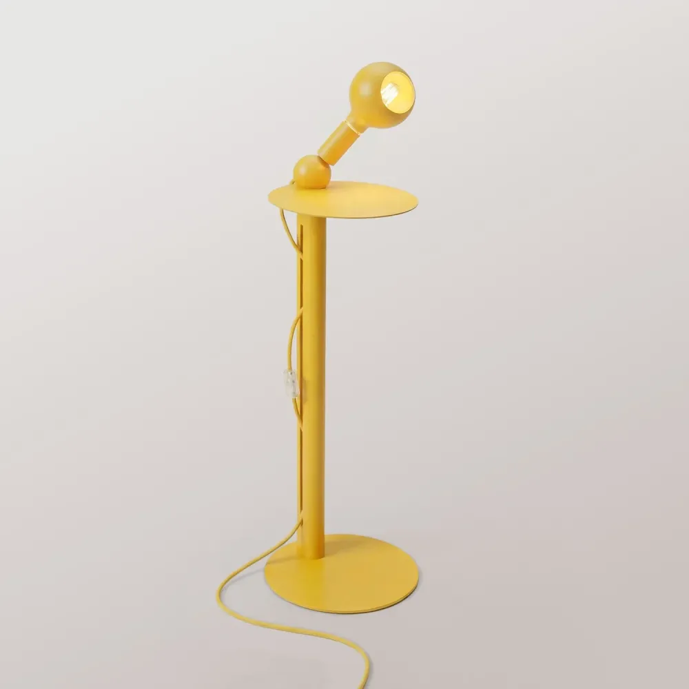 Rocco - Lampadaire avec fiche UK et ampoule Camo - Jaune