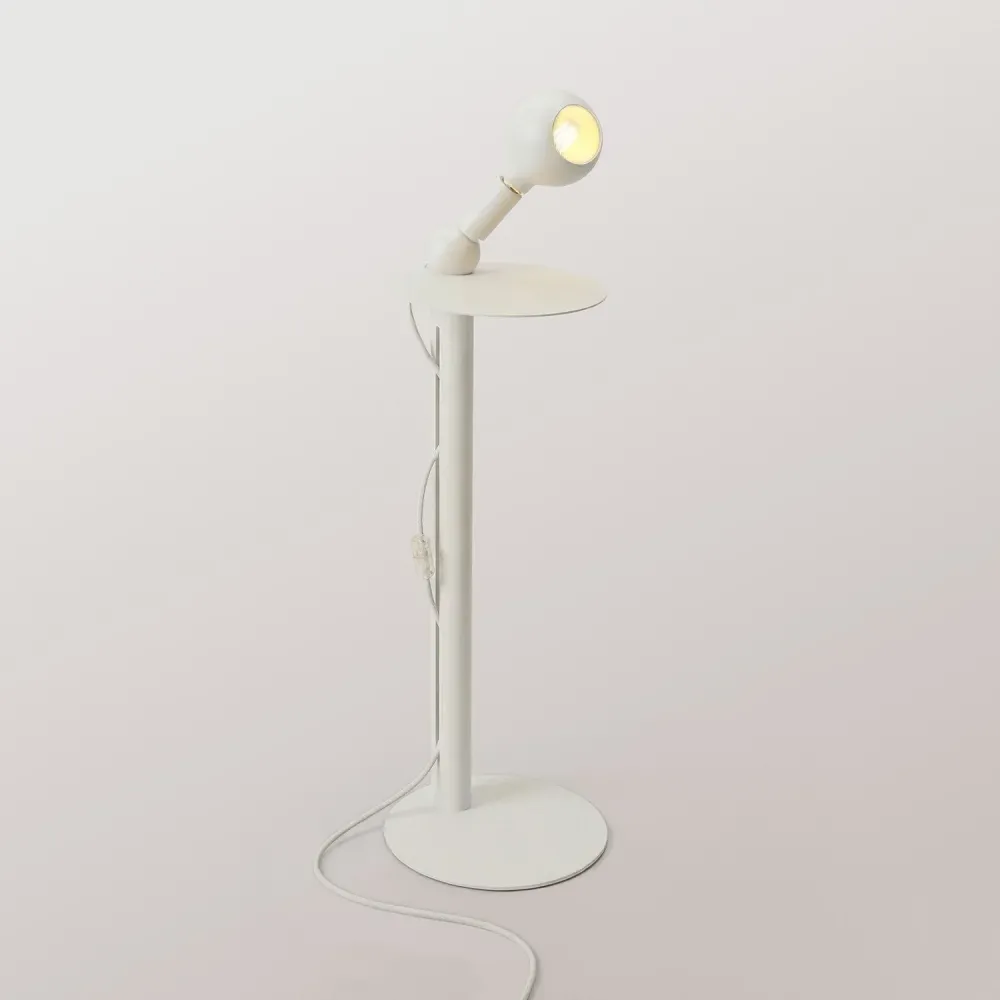 Rocco - Lampe sur pied avec fiche UK et ampoule Camo - Blanc