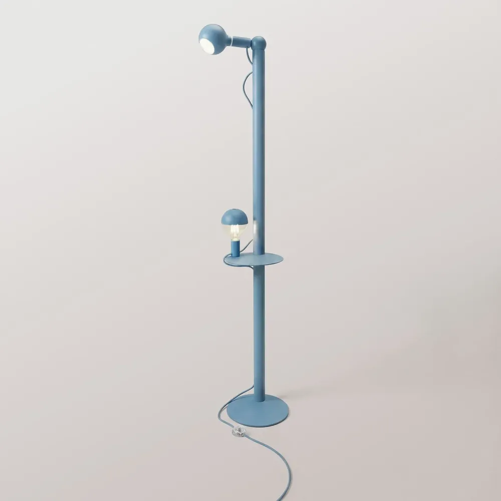 Rocco XXL - Lampadaire avec Fiche UK et Ampoule Maria et Camo - Bleu