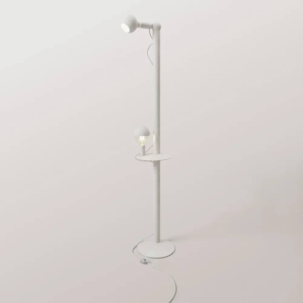 Rocco XXL - Lampe sur pied avec ampoule Maria et Camo - Blanc