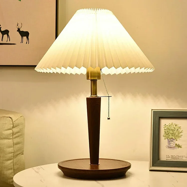 RétroBois – Lampe Plissée en Bois pour Ambiance Nostalgique