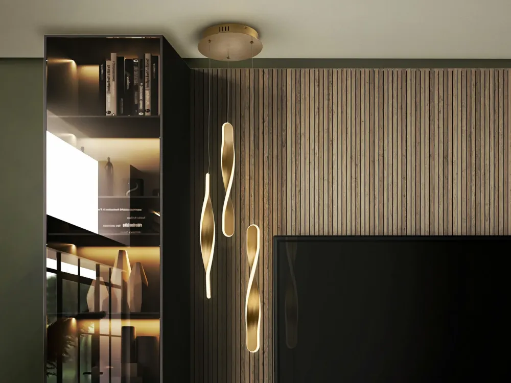Schuller Twist Pendant Ceiling Lamp 3 Lights Gold 219381