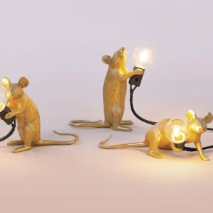 Gold Mouse Lamp 2 - Lampe à Poser Souris Assise Seletti